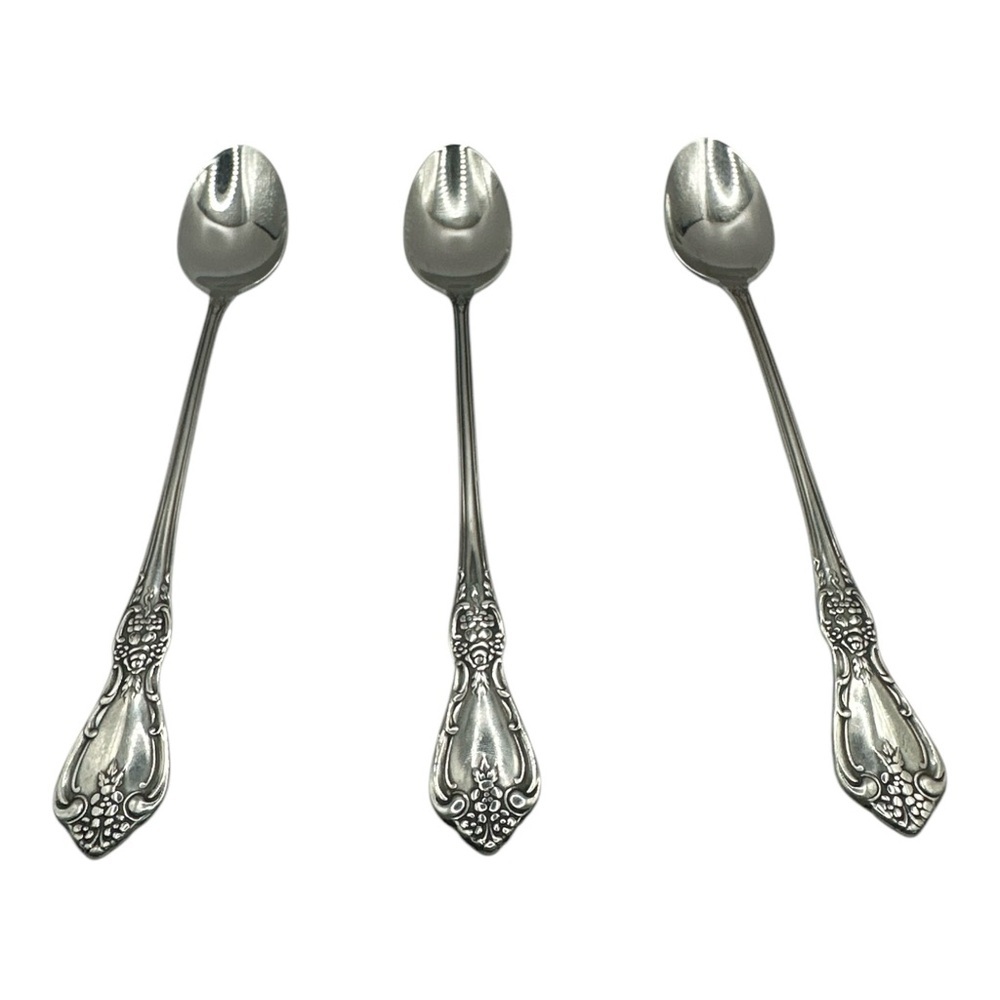 3 Iced Teaspoons Oneida Kennett Square Distinction Deluxe HH Stainless 7 5/8"